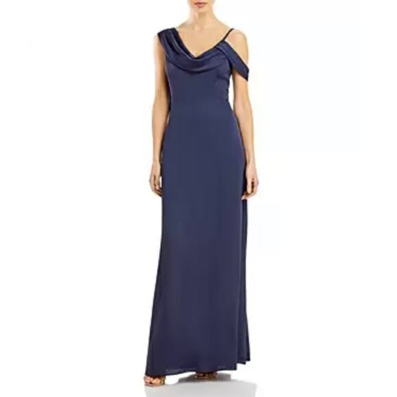 One Shoulder Backless Long Evening Gown Blue Size 12 Formal Dress by AQUA - Picture 10 of 11